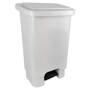 Imagem de Lixeira com Pedal Retangular de 50 Litros Branca Lar Plásticos