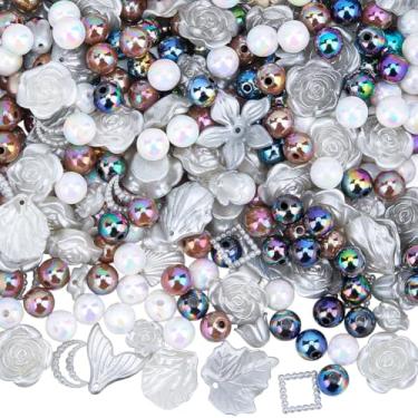 Imagem de SOFPLATE 1 caixa com 350 contas pretas sortidas kawaii berloques contas grandes de plástico cinza estilo aleatório laço legal borboleta espaçadores de acrílico a granel para fazer joias, chaveiro faça