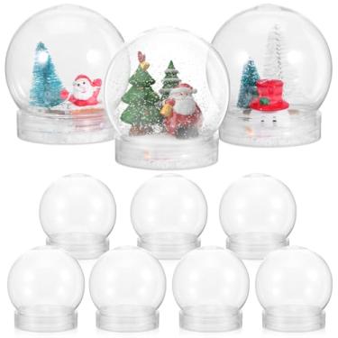 Imagem de USHOBE Kit De Globo Neve Plástico Com 10 Peças - Água Transparente 4" Faça Você Mesmo Tampa Rosca Para Artesanato Natal E Decoração Casa