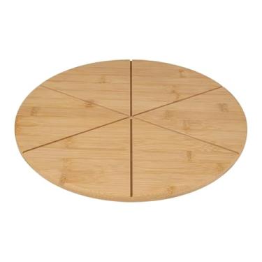 Imagem de Baoblaze Tábua de corte para pizza, prato de servir queijo, utensílios de cozinha, bandeja de pizza de bambu, prato de servir para vegetais, carne assada, 6 Grades de 30 Cm