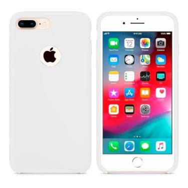 Imagem de Case Capa Capinha Silicone Aveludado pra iPhone 5 e 5SE (Branco)