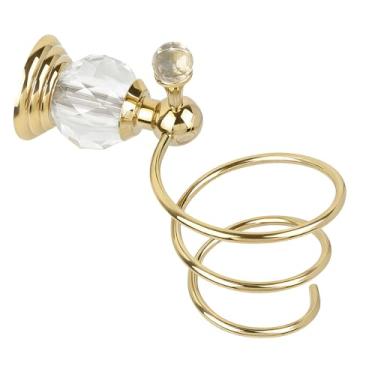 Imagem de Suporte de cristal para secador de cabelo, suporte de ferramentas de cuidados com o cabelo, suporte de parede, acabamento cromado para banheiro, quarto, barbearia
