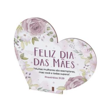 Imagem de Lembrancinha Coração Decorativo com Frase Bíblica Homenagem para Mães 