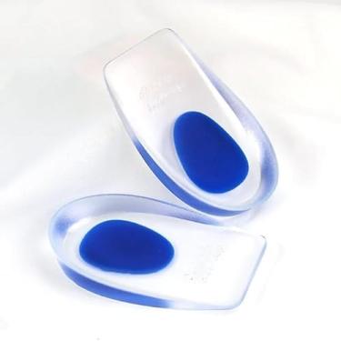 Imagem de Kit Palmilha Ortopédica em Silicone Gel, Protetora de Calcanhar, Transparente e Azul, para Alívio e Conforto em Sapatos