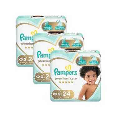 Imagem de Kit 3 Fralda Pampers Premium Care Tamanho XXG Pacote Mega 24 Fraldas D
