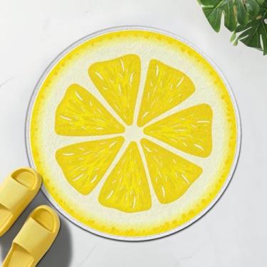 Imagem de TRYYN Tapete de banho de limão, design de frutas frescas, tapete redondo, antiderrapante, tapetes macios e absorventes, capachos, decoração para mulheres, adultos, banheiro, quarto, banheira