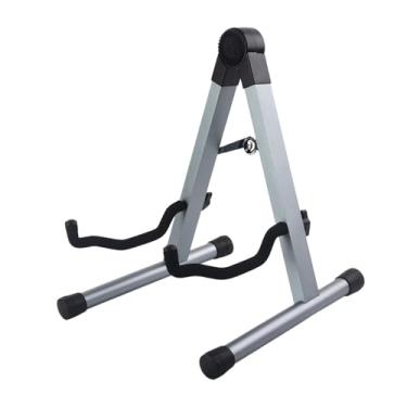 Imagem de MotiveTech Suporte de Guitarra Portátil Dobrável com Estrutura para Baixo, Ukulele, Violino, Bandolim, Suporte de Metal Anti-piso para Escolas de Música, Cinza Alumínio