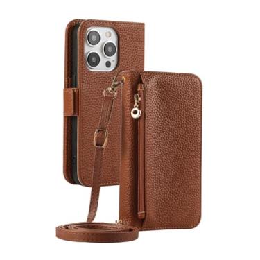 Imagem de YOGISU Para iPhone 7Plus (8Plus), carteira transversal com zíper e porta-cartões, capa de couro (para iPhone 7Plus (8Plus)/marrom)