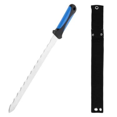 Imagem de XYDHQS Faca de isolamento, lâmina de aço inoxidável de 1/2 peças, cortador de grama dupla face de 28 cm com bainha de nylon, faca de isolamento à prova de ferrugem serrilhada para cortar material