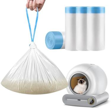Imagem de Forro autolimpante para caixa de areia para gatos – 60 unidades, sacos para recipientes de lixo de gatos com cordão para caixas de areia autolimpantes, durável, resistente a rasgos, resistente a