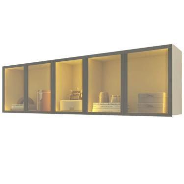 Imagem de Guarda Roupa Armário Gelius Innova Concept aéreo com 5 portas reflecta LED largura 199 cm OFF White