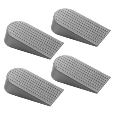 Imagem de Pacote com 4 batentes de porta cinza extragrande, alta de 4,8 cm grande, evita lacunas e travamentos, resistente, cunha de borracha resistente