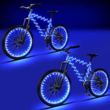 Imagem de Woanger 6 peças de luzes LED de bicicleta para andar à noite, moldura de bicicleta e luzes de rodas, acessórios de decoração de bicicleta alimentados por bateria, presentes para adultos andando à