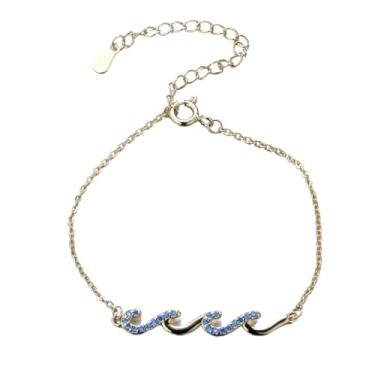 Imagem de Halukakah Pulseira Family Wave of Life - Ajustável de 14,5 a 19,6 cm, banhado a ouro real 18 K, presente adequado para meninas, adolescentes, crianças, irmãs, mães, filhas, amizade cristã, aniversário