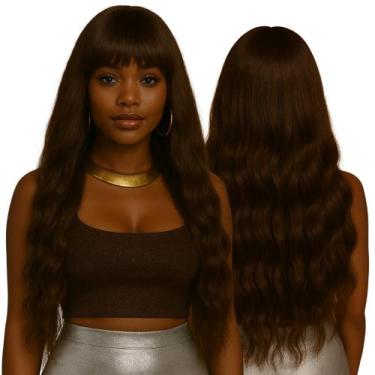 Imagem de Peruca Wig com Ajuste Interno Ondas Naturais com Franja Orgânica 70cm 