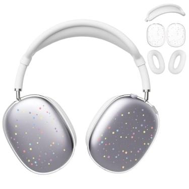 Imagem de BlHMCASE Capa de fone de ouvido para AirPods Max, capa fofa Kawaii Y2K Star Clear Ear Cups, capa de silicone branca para fones de ouvido para Apple AirPods Max
