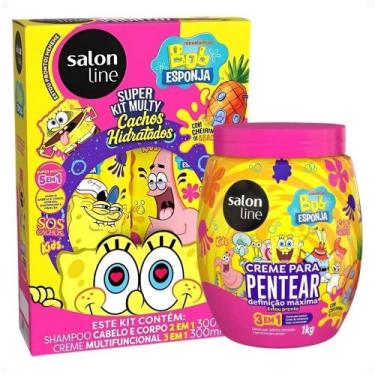 Imagem de Kit Salon Line Kids Bob Esponja Sos Cachos: Shampoo e Creme Multifunci