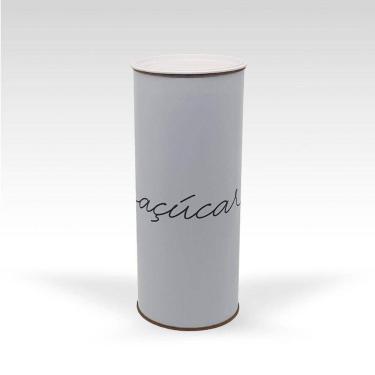 Imagem de Lata Para Armazenar Açucar Branca Cursiva Mantimento 1 Kilo