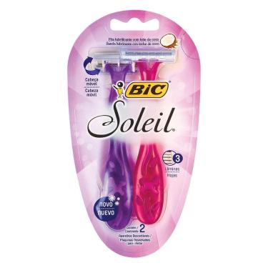 Imagem de Barbeador descartável Soleil Rosa e Roxo 2uni Bic