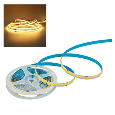 Imagem de Fita LED 3000K COB 5 Metros 12v IP20 Iluminaçao Profissional Teto Rebaixado Perfil Gesso Sanca Espelho