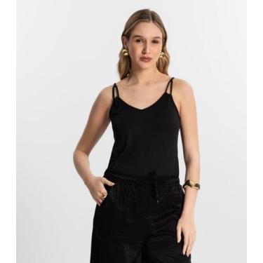 Imagem de Blusa De Alça Semi Acabada Malha Delicate Rovitex Preto, G, Preto