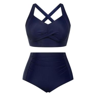 Imagem de Maiô Hanna Nikole Vintage Print Plus Size azul marinho 22+