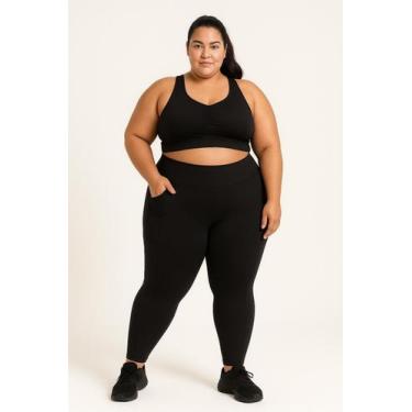 Imagem de Conjunto Plus Size Academia Top E Calça Sem Transparência - WM, G1, Pr