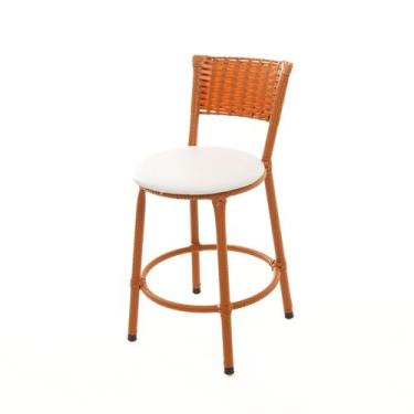 Imagem de Banqueta Baixa Encapada Junco Imbuia Bar Bistro Americana Cozinha - ES