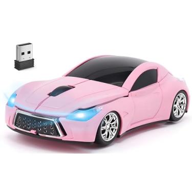Imagem de Mouse sem fio fofo esportivo rosa para carro, pequeno, portátil, leve, óptico, legal, presente escolar para meninos, meninas, homens, mulheres, crianças, mãe, pai, mouse USB para PC, laptop