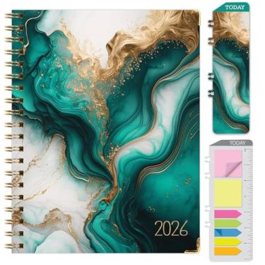 Imagem de Agenda Hardcover 2026, 17,8 cm x 23 cm: 14 meses (novembro de 2025 a dezembro de 2026), agenda mensal diária, agenda anual, marcador de livro, pasta de bolso e conjunto de notas adesivas (mármore