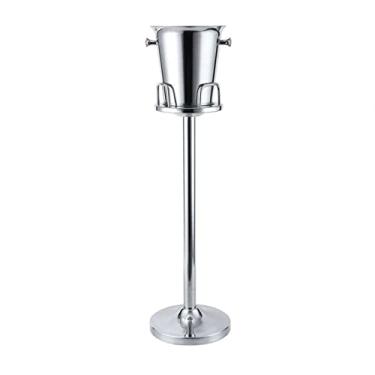 Imagem de Balde de gelo, balde de gelo de aço inoxidável, balde de gelo de festa com suporte e alça, refrigerador de balde de gelo champanhe, para festas de jardim, casa e casamento