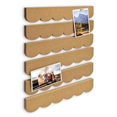 Imagem de Umtiti Pacote com 6 tiras de boletim de cortiça sem moldura de 36,8 x 5 cm com 40 pinos de pressão, autoadesivos para sala de aula, escritório, casa, cortiça, 6 peças + 40D