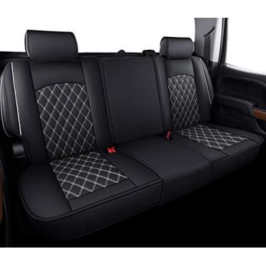 Imagem de Aierxuan Capas de banco traseiro traseiro para Chevy Silverado GMC Sierra Pickup Custom Fit 2007-2025 1500 2500HD 3500HD Crew Cabine dupla estendida impermeável banco dividido de couro 40/60 (banco