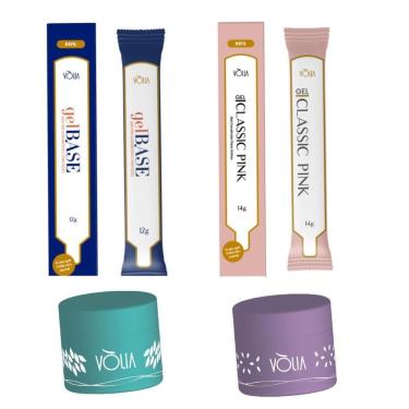 Imagem de Kit Refil Volia Gel Base + Gel Classic Pink 14G + 2 Potes