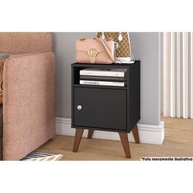 Imagem de Mesa Lateral p/ Sala RT3145 c/ 1 Porta e 1 Nicho Preto - Movelbento