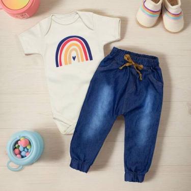 Imagem de Conjunto Body Curto Com Calça Jogger Arco-íris Boho - Era Uma Vez, Cor