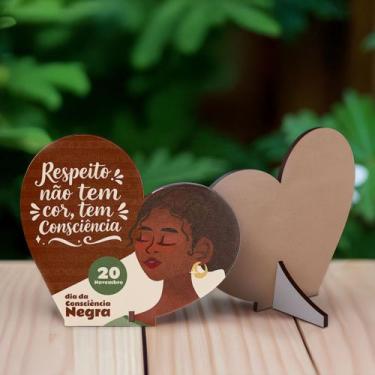 Imagem de Kit 20 Lembrancinhas Corações MDF Dia da Consciência Negra - Deliparts