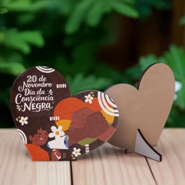 Imagem de Kit 20 Lembrancinhas Corações MDF Dia da Consciência Negra - Deliparts