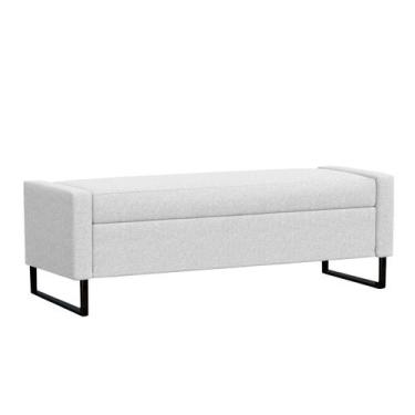 Imagem de Recamier Bau Paris Base de Metal 1,40m Suede Branco - Inova Decorações