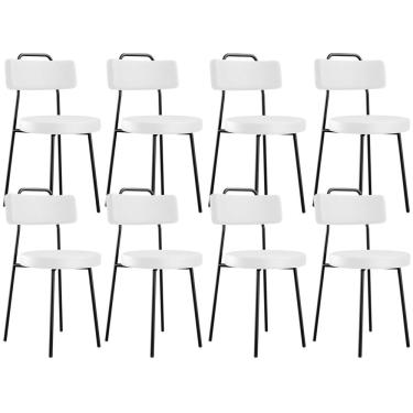 Imagem de Kit 08 Cadeiras Decorativas Estofada Para Sala De Jantar Barcelona L02 Facto Branco - Lyam Decor