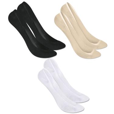 Imagem de Kit 3 Pares de Meia Selene Sapatilha Super Invisível Feminina - Branco/Preto/Nude