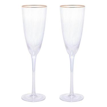 Imagem de 2 Taças Wolff De Vidro Para Vinho Com Borda Dourada 300ml - ROJEMAC IM