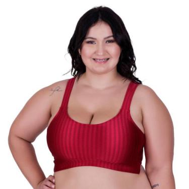 Imagem de Top Fitness Cropped de Academia Plus Size 3D Nicole - Naka Modas, Verm