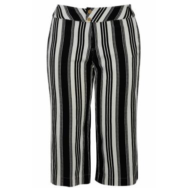 Imagem de Calça Pau a Pique Pantacourt Listrada Preto