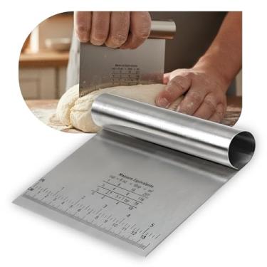 Imagem de Espátula para Confeitaria Panificação Aço Inox Cortar Raspar Confeitar Temperar Dividir Massa Sovada Chocolate Bolo Com Régua 15 CM Leve e De Fácil Manuseio Antiaderente