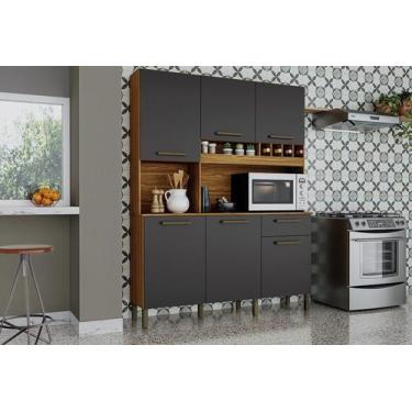 Imagem de Armário de cozinha 06 portas 01 gavetas MDF pinot - RIO DOCE, AMENDOA/