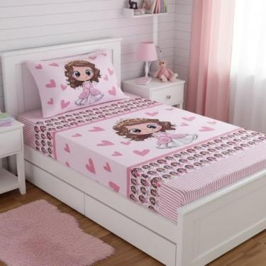 Imagem de Jogo de Lençol Solteiro 2 peças Lençol Elástico com Fronha Estampada Amiguinhas