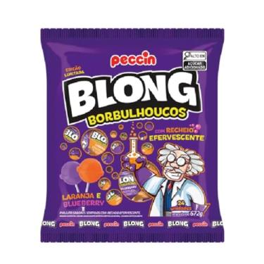 Imagem de Pirulito Blong Borbulhoucos Laranja e Blueberry 672g Com 24 un Peccin