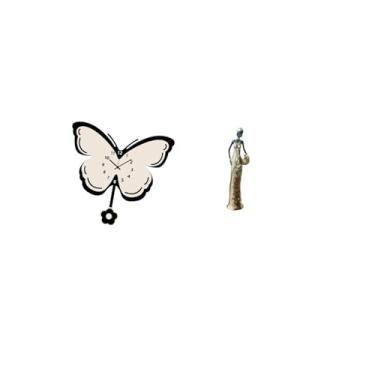 Imagem de Fenteer Relógio de Parede de Acrílico com Escultura de Borboleta, Estátua de Senhora Tribal Vintage, Estatueta Decorativa para Escritório, Sala de Jantar, Qua