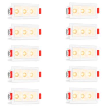 Imagem de 10 Mini Spot Downlight Triplo Embutir Pontual Led Sala Bet90